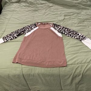 Cheetah or leopard print color block boutique shirt